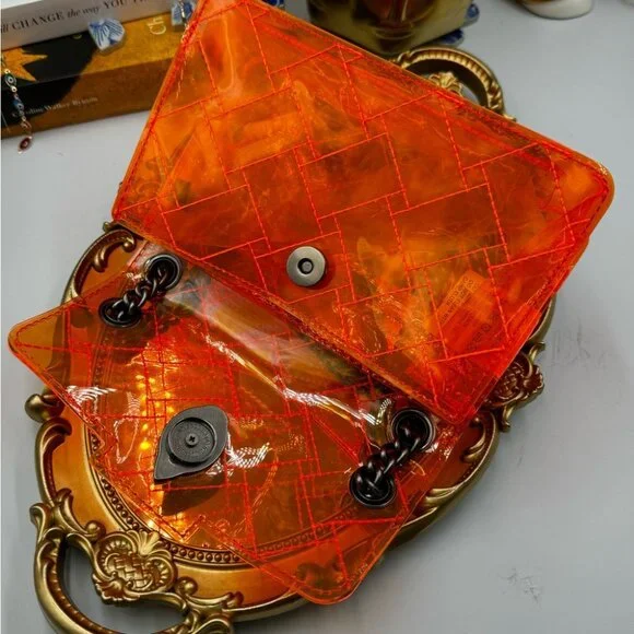 🆕 KURT GEIGER LONDON 🧿 NWOT Mini Kensington Crossbody Bag, Transparent Orange - Picture 11 of 15